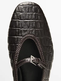 Soft mock croc leather ballet flats