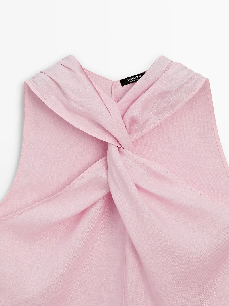100% linen crossover top