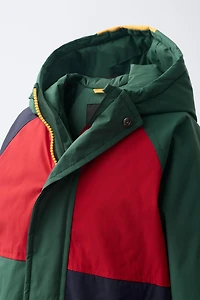 WATER REPELLENT COLORBLOCK PUFFER JACKET