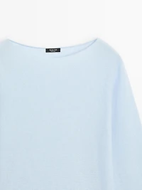 Pull en maille à col bateau