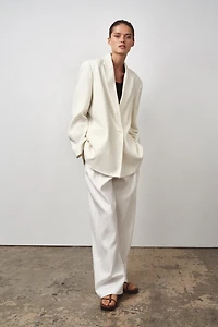 ZW COLLECTION LINEN BLEND DOUBLE BREASTED BLAZER