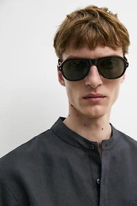 Linen button-up shirt with stand collar - LIMITED EDITION