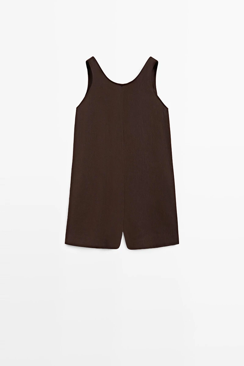 Flowing linen blend playsuit dress
