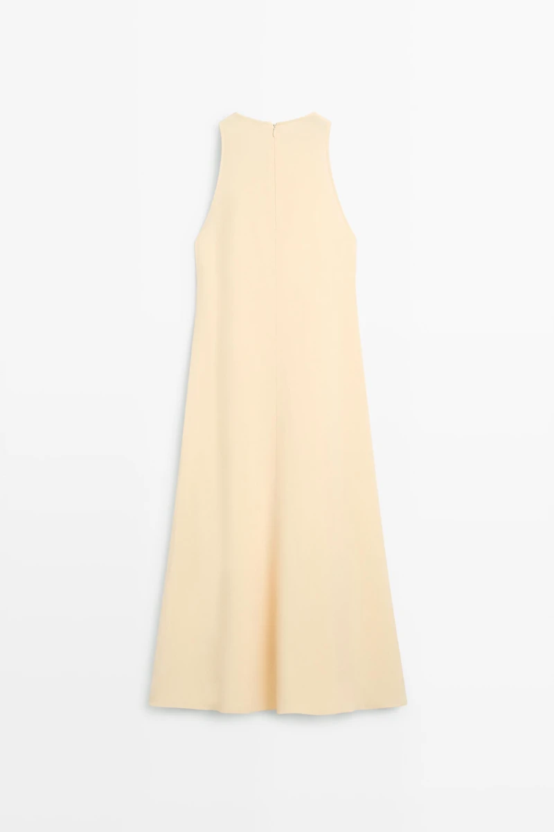 Flowing linen halter midi dress
