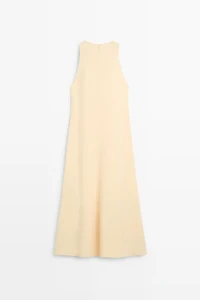 Flowing linen halter midi dress