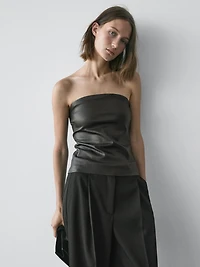 Top bustier en cuir nappa