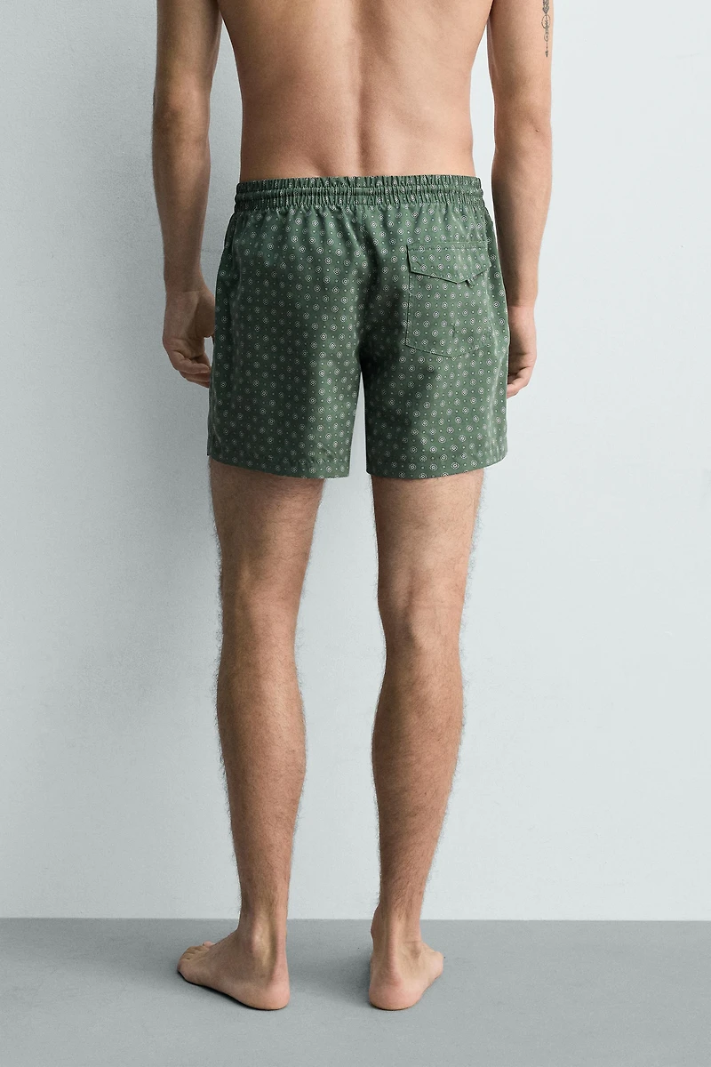 MID-LENGTH GEOMETRIC PRINT SWIMSUIT