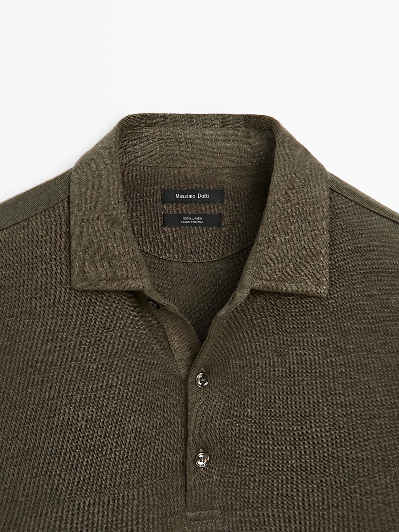 100% linen short sleeve polo shirt