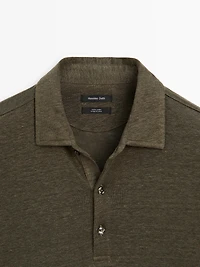 100% linen short sleeve polo shirt