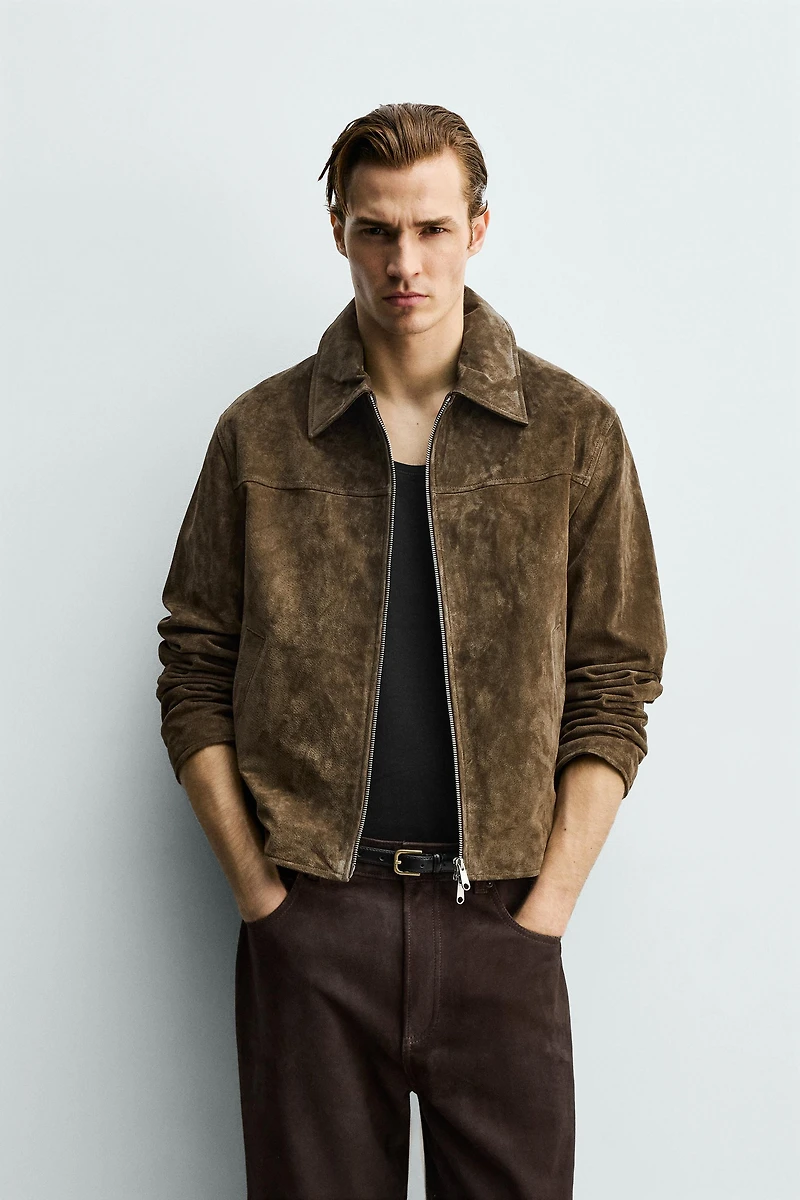 REGULAR FIT SUEDE LEATHER OVERSHIRT