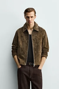 REGULAR FIT SUEDE LEATHER OVERSHIRT