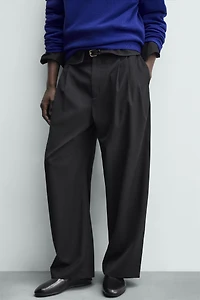 WOOL PLEATED PANTS
