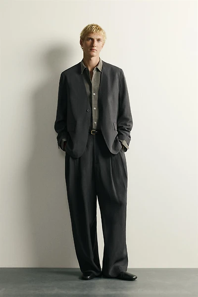 RELAXED FIT WIDE LEG SUIT PANTS