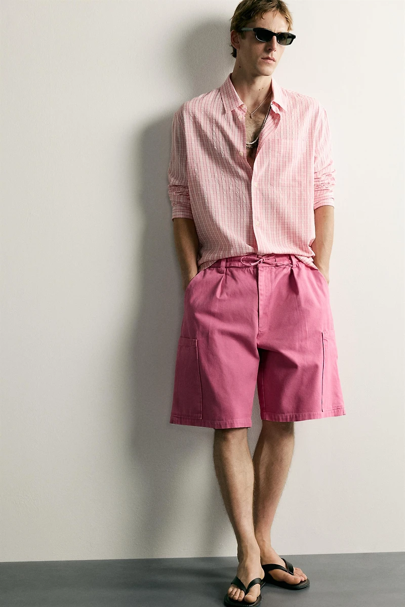 RELAXED FIT WASHED CARGO SHORTS