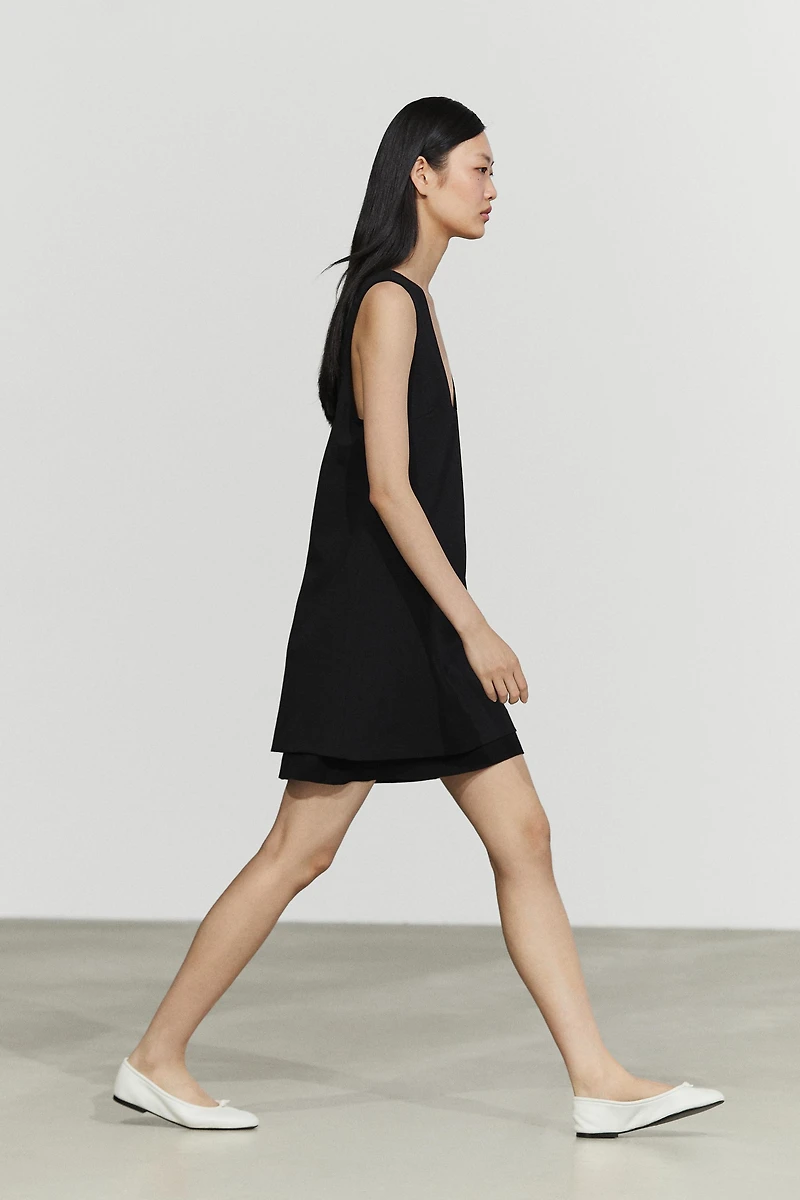 Double-fabric mini dress