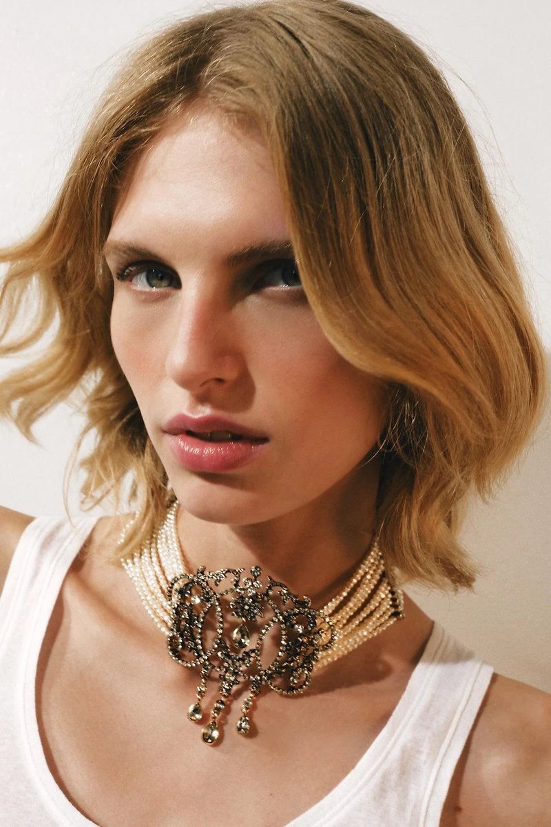 PEARL AND GEM CHOKER NECKLACE