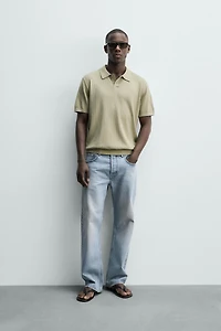 RIBBED KNIT POLO SHIRT