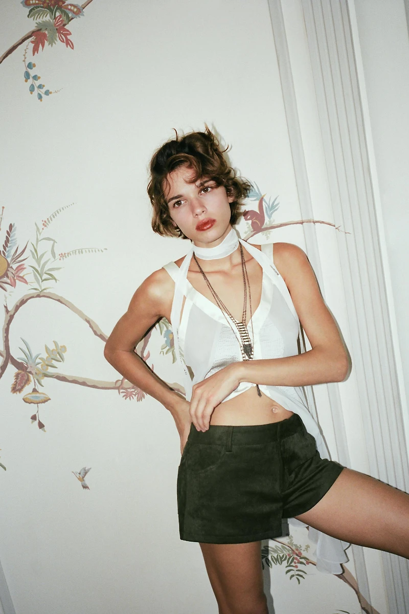 FAUX SUEDE MINI SHORTS