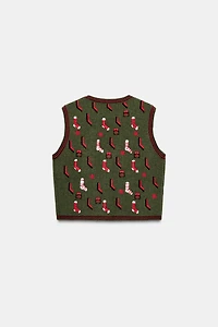 EMBROIDERED CHRISTMAS KNIT VEST