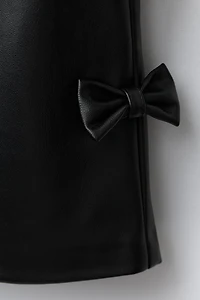 FAUX LEATHER TIE PINAFORE DRESS
