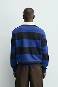 CONTRAST COLLAR POLO SWEATSHIRT