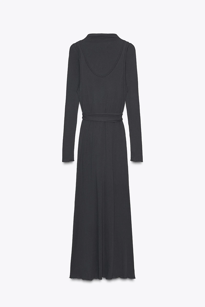 DOUBLE BELT EFFECT TIE DRESS