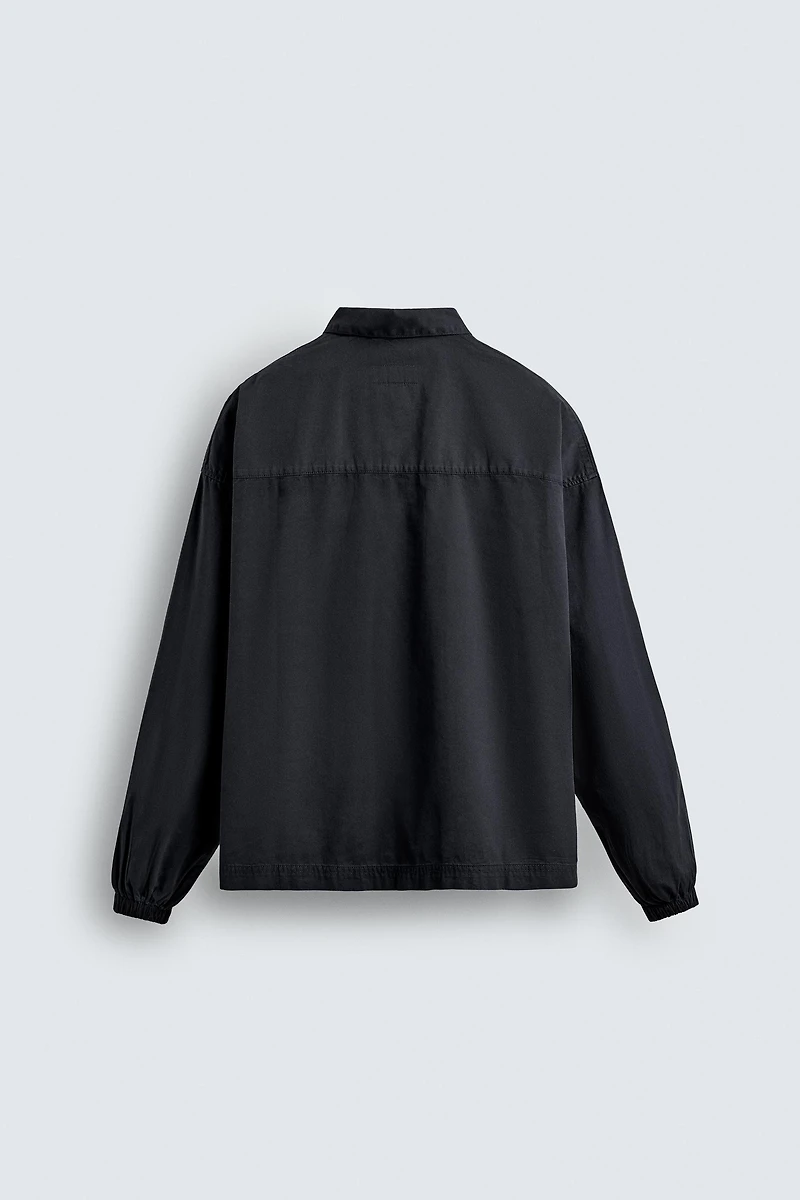 DENIM ZIP-UP POLO SHIRT