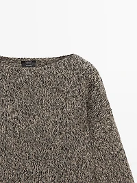 100% cashmere knit boat neck sweater