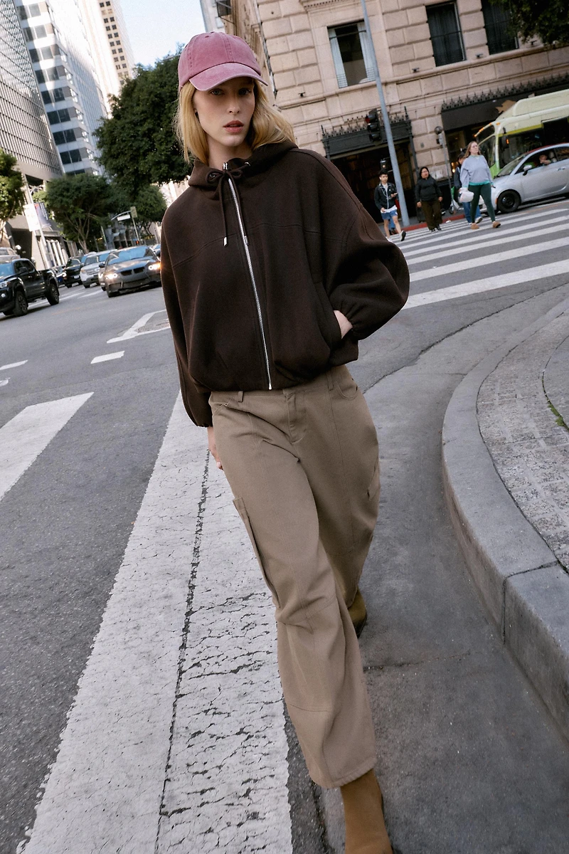 BLOUSON BOMBER OVERSIZE À CAPUCHE SOFT