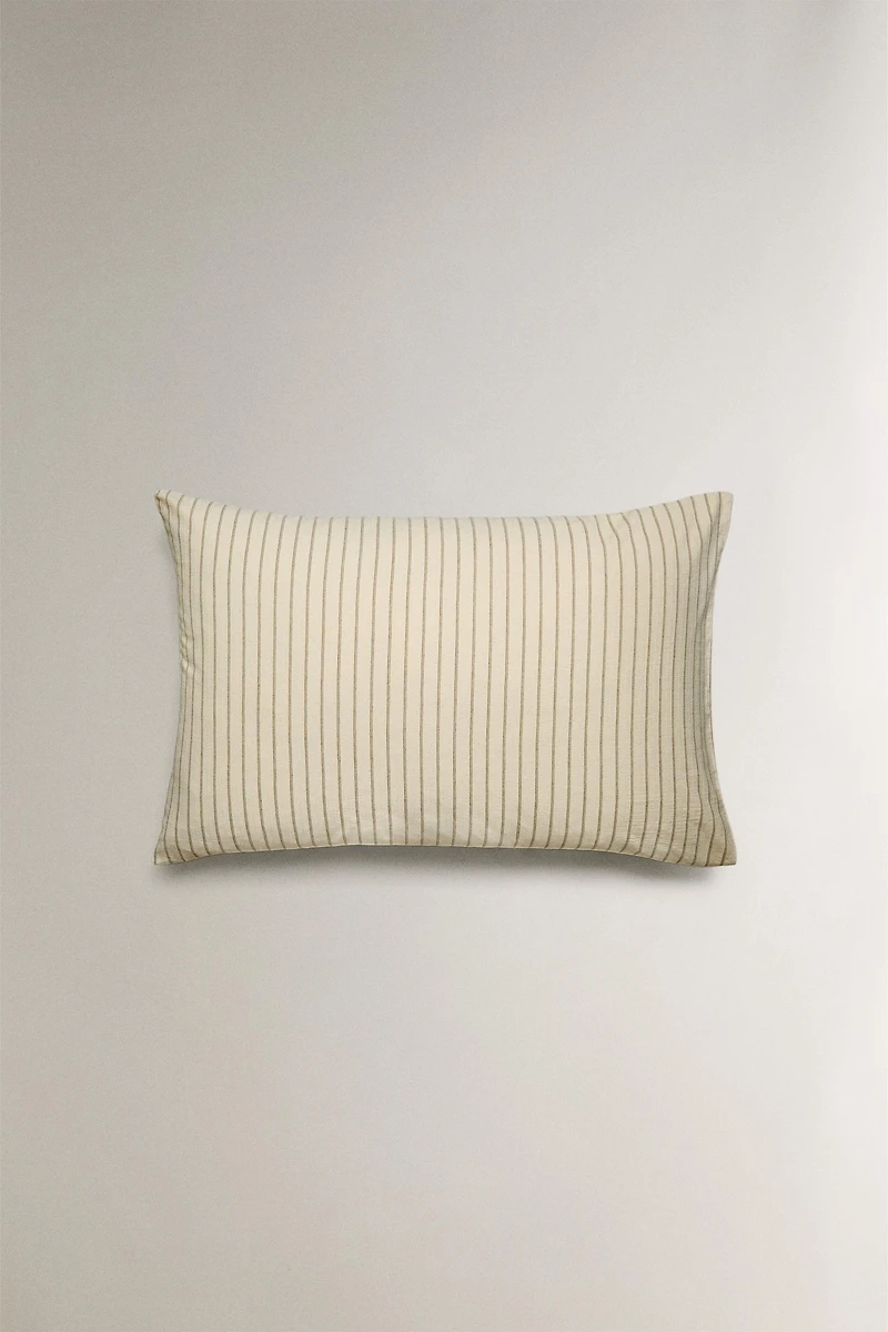 CRINKLE STRIPED COTTON PILLOWCASE