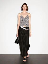 Long linen blend skort