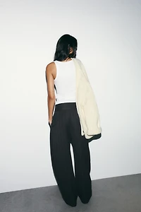 PLEATED STRIPED BALLOON PANTS