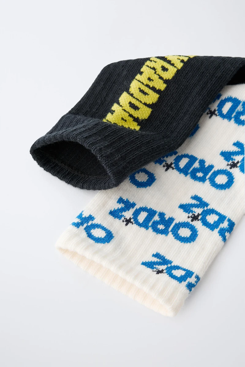 TWO-PACK OF TEXT LONG SOCKS