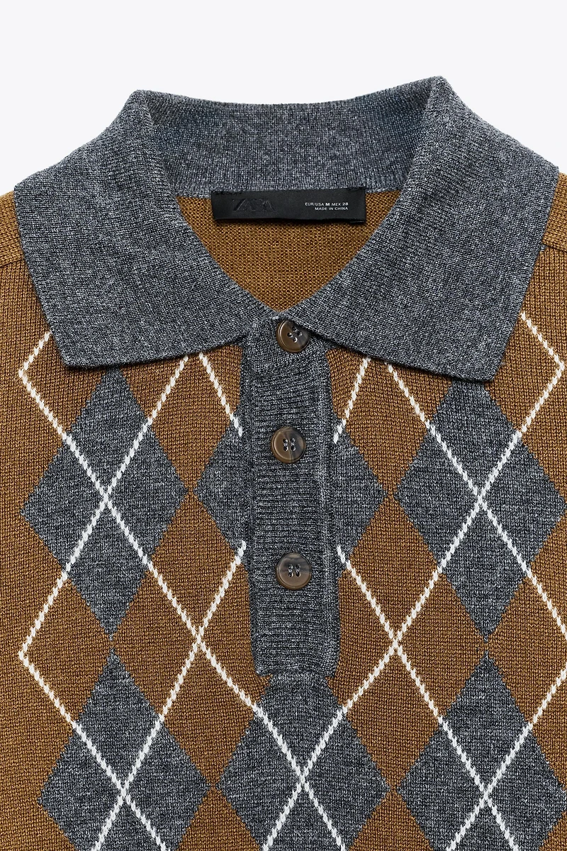 PULL POLO EN MAILLE LOSANGES