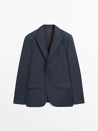 100% wool pinstriped suit blazer