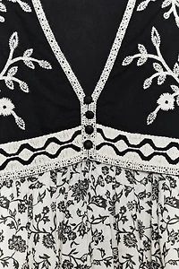 FLORAL PRINT COMBINATION SHORT DRESS
