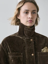 Flocked denim jacket with collar detail