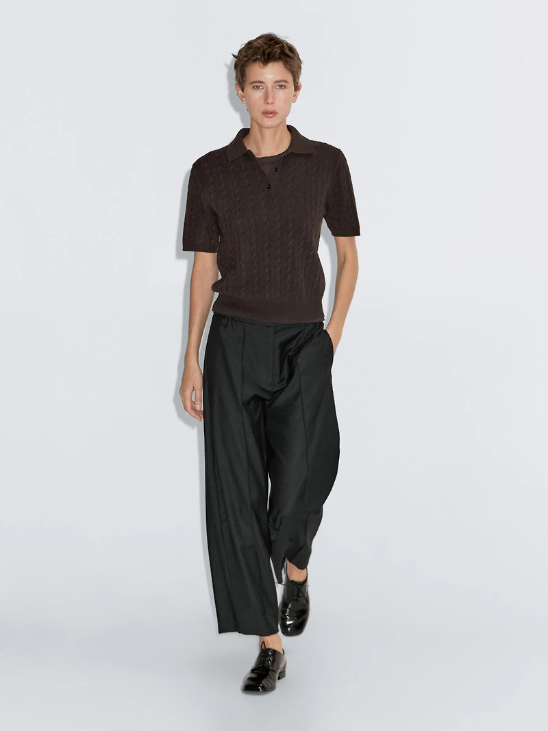 Barrel fit trousers with elasticated waistband