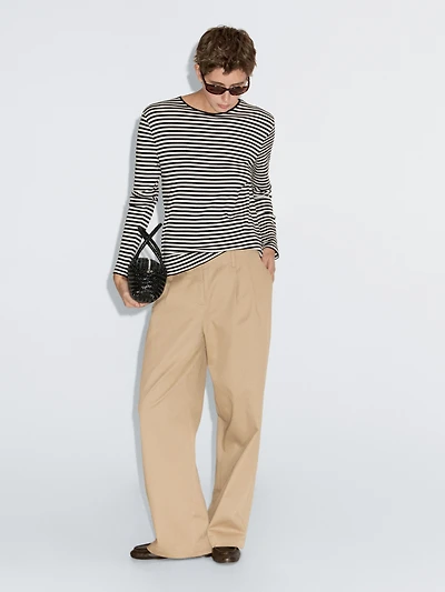 Striped long sleeve T-shirt with contrast detail