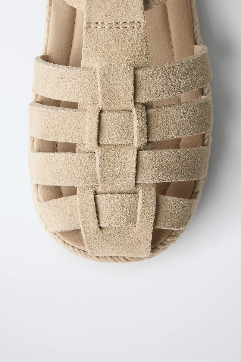 LEATHER JUTE FISHERMAN SANDALS