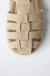 LEATHER JUTE FISHERMAN SANDALS