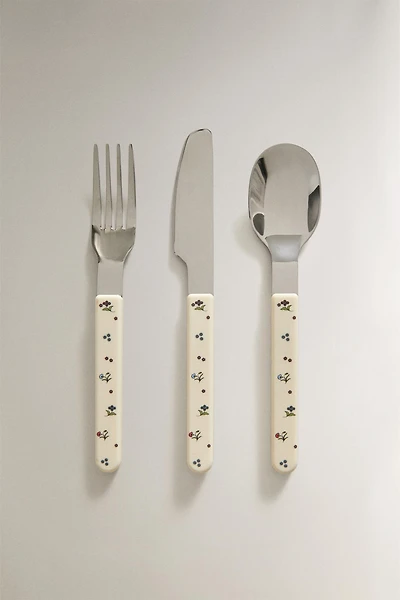 KIDS' FLORAL FLATWARE SET