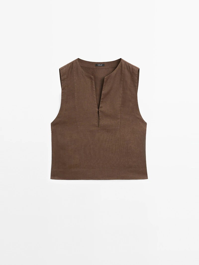 100% linen blouse with seam details