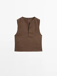 100% linen blouse with seam details