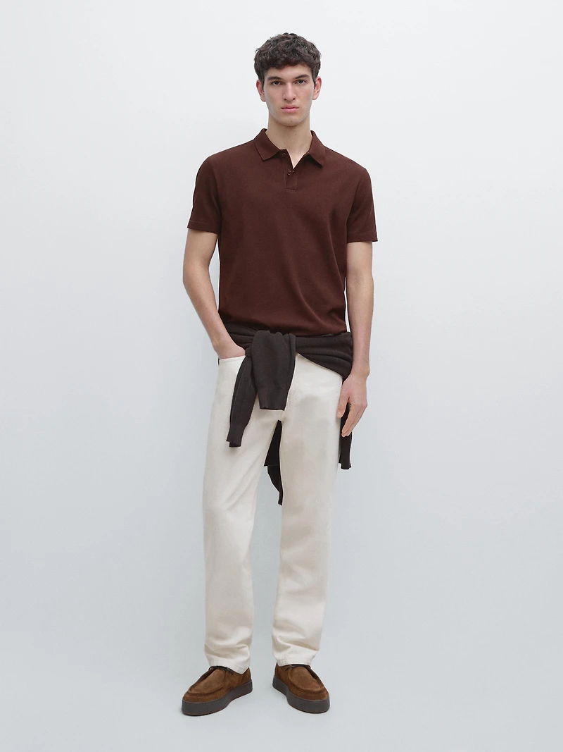 Cotton blend short sleeve polo shirt