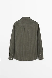 100% linen regular fit striped flowing shirt