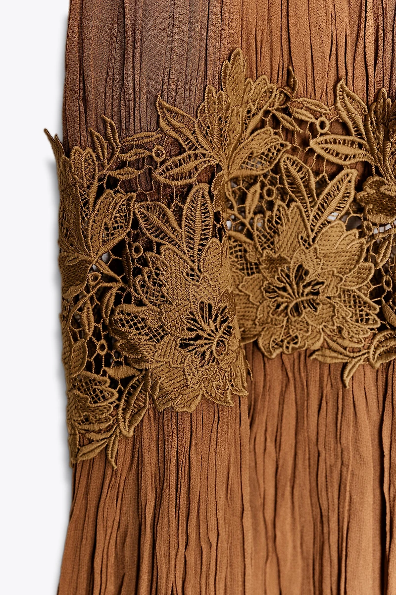 ZW COLLECTION WRINKLED EMBROIDERED DRESS