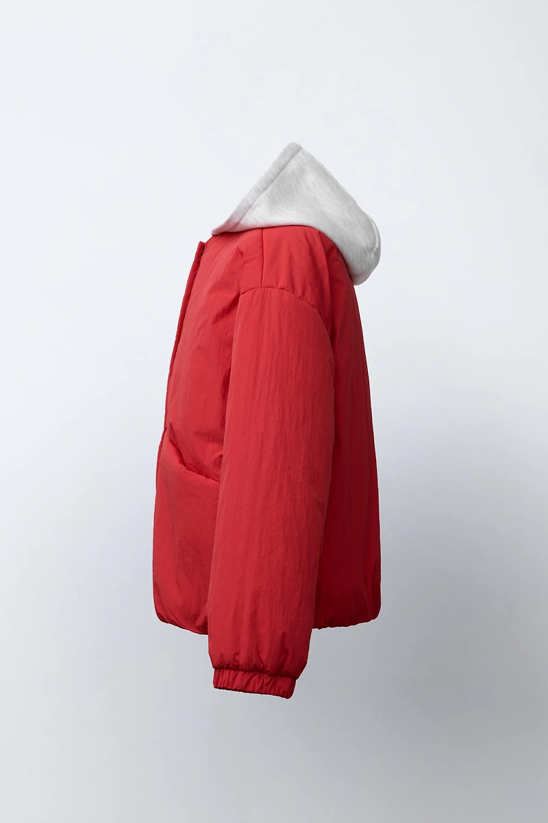 BLOUSON REMBOURRÉ À CAPUCHE EN MOLLETON