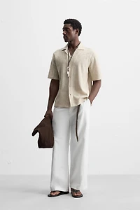 OPEN WEAVE HERRINGBONE SHIRT