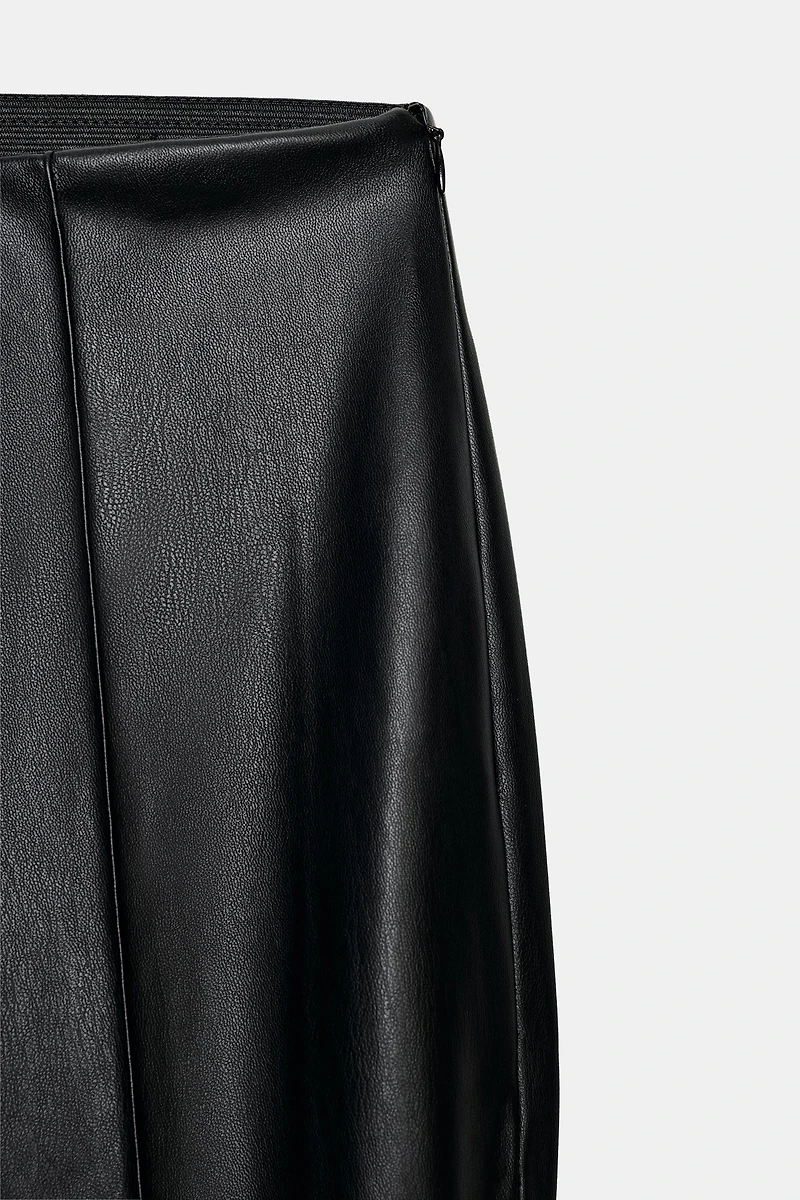 FAUX LEATHER MINI FLARE LEGGINGS